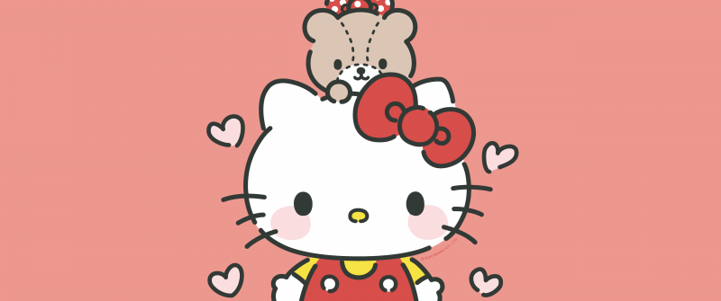 Hello Kitty, Kawaii bear, 5K, Sanrio, Pink background