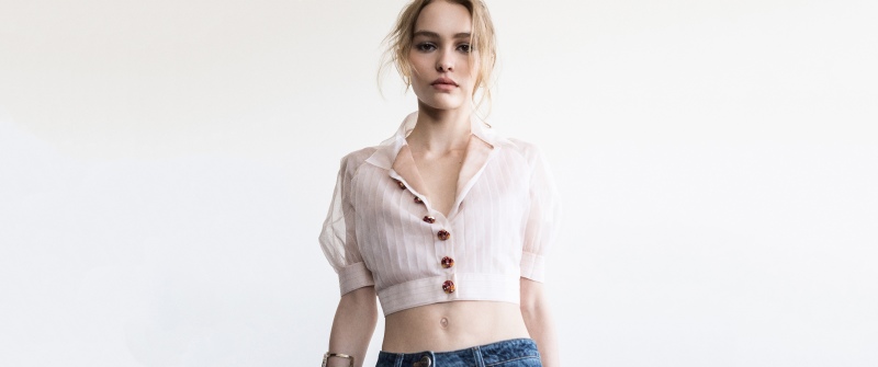 Lily Rose Depp, White background, American actress