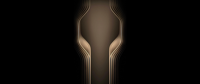 Golden, Symmetry, Dark background, Modern design, Stock, 5K, 