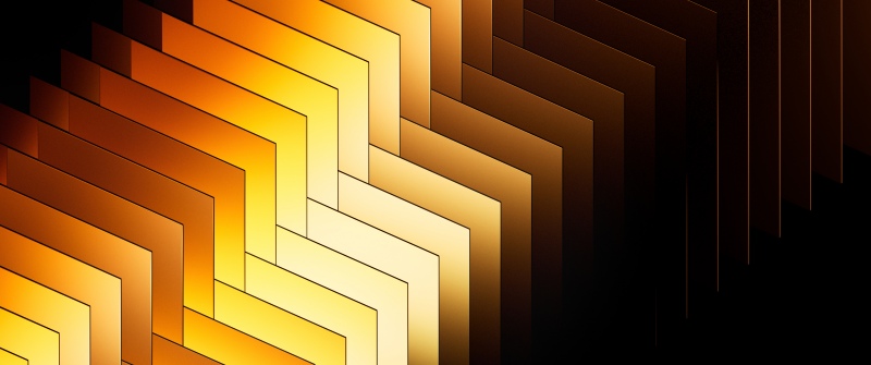 Geometric, Layers, Pattern, Warm, Dark background, Yellow abstract