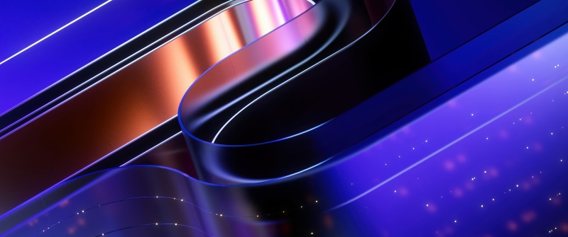 Liquid metal, Ribbons, Glossy, Violet aesthetic, Abstract art, 3D background