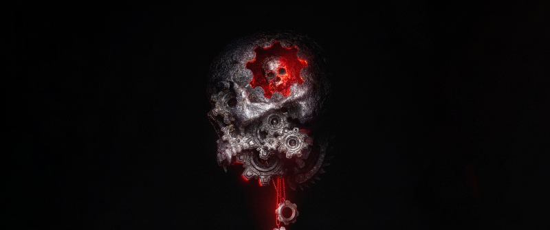 Gears of War: Reloade, Game poster, Dark background, Skull, 5K, 8K, Red glow
