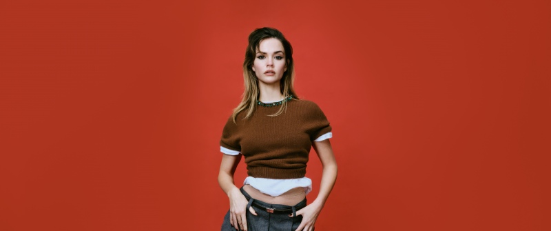 Maia Mitchell, 5K, Orange background, Australian actress