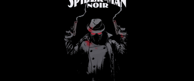 Spider-Man Noir, 12K, Artwork, 5K, 8K, AMOLED, Black background, Marvel Superheroes