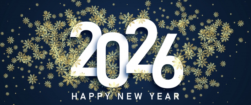 Happy New Year 2026, Snowflakes, Blue background, 5K, 2026 New Year