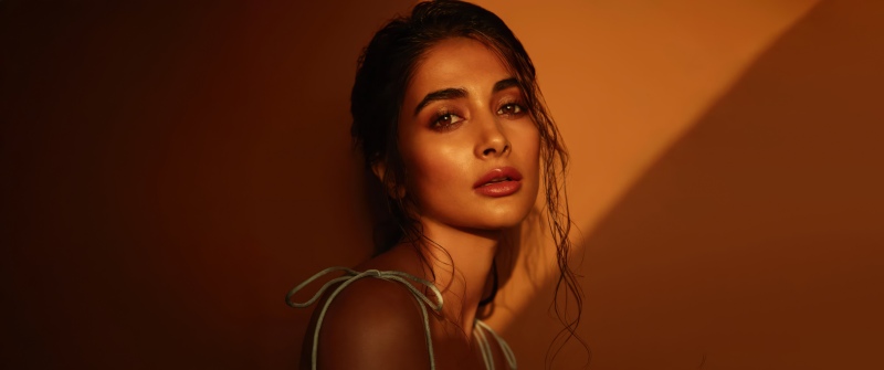 Pooja Hegde, Golden hour, Portrait, Indian actress, 5K