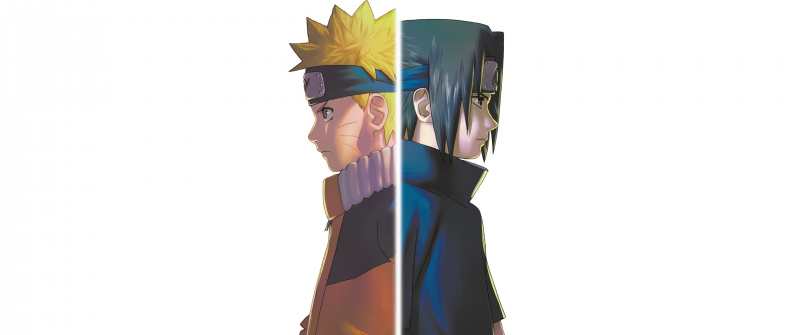 Naruto: Ultimate Ninja Storm, Key Art, Naruto Uzumaki, Sasuke Uchiha, White background