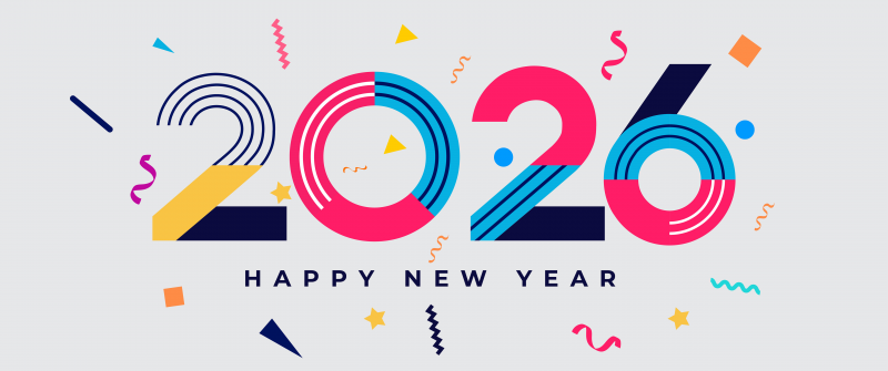 2026 New Year, 5K, Happy New Year 2026, Geometric