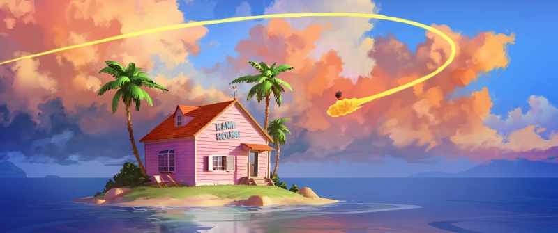 Kame House, Dragon Ball Z, Goku, 5K, Artistic