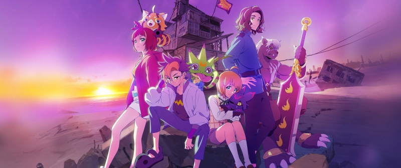 Digimon Beatbreak, Anime poster, Season 1, 2025 series, Sunset, Gradient background