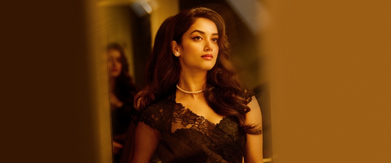 Bhagyashri Borse, Indian fashion, Black saree, 5K, 8K, Indian actress