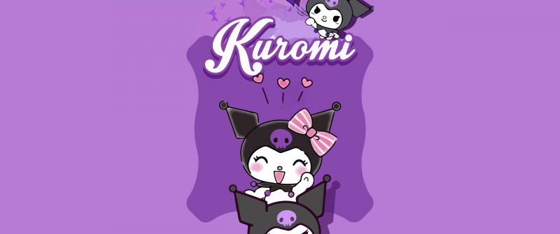 Kuromi, Purple background, Kawaii, 5K, Sanrio, Cheeky, Cute cartoon