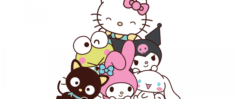 Sanrio, Characters, 5K, Hello Kitty, Kuromi, Cinnamoroll, My Melody, Chococat, Keroppi, 5K, White background, Cute cartoon