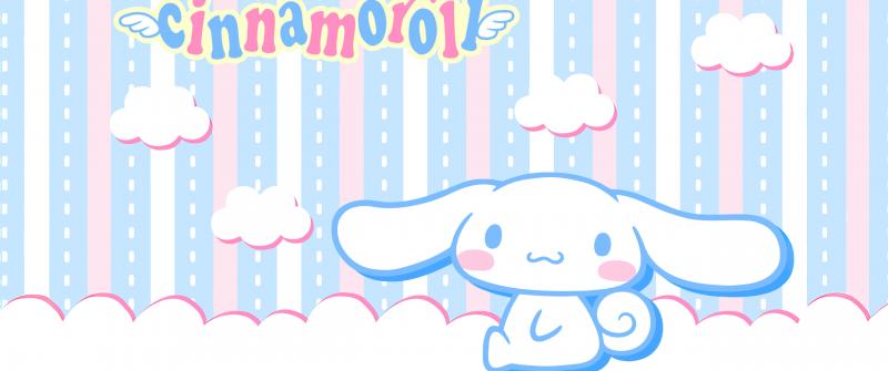 Cinnamoroll, Blue and Pink, Stripes, Sanrio, 5K, Cute cartoon, Clouds, Kawaii