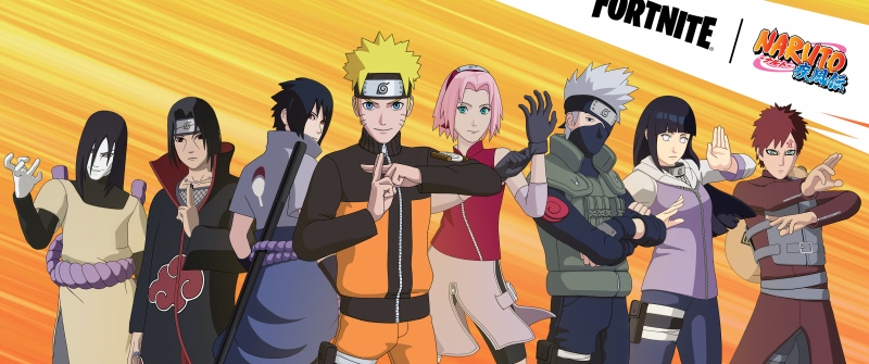 Fortnite, Naruto, Naruto Uzumaki, Sasuke Uchiha, Sakura Haruno, Kakashi Hatake, Itachi Uchiha, Hinata Hyuga, Gaara, Orochimaru, Game poster