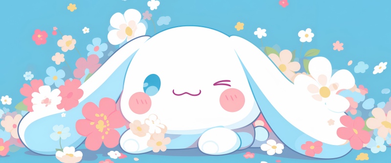 Cinnamoroll, Sanrio, Cute cartoon, Floral, Pastel background, Illustration, 5K, Kawaii
