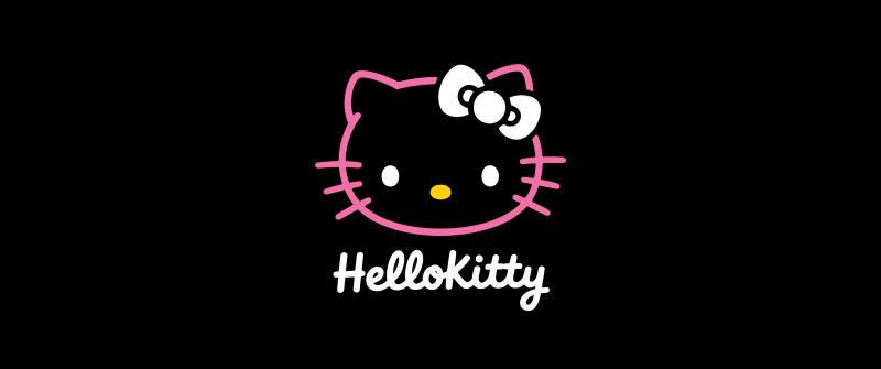 Hello Kitty, AMOLED, Minimalist, Black background, 5K, Sanrio, Cute cartoon