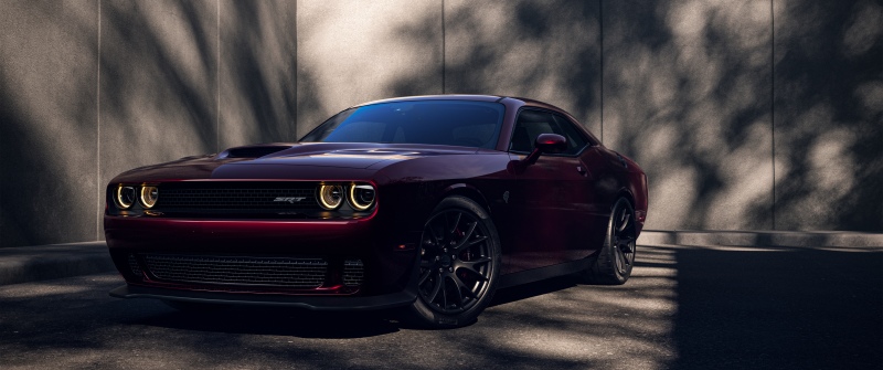 Dodge Challenger SRT Hellcat, 5K, Red cars, Muscle cars