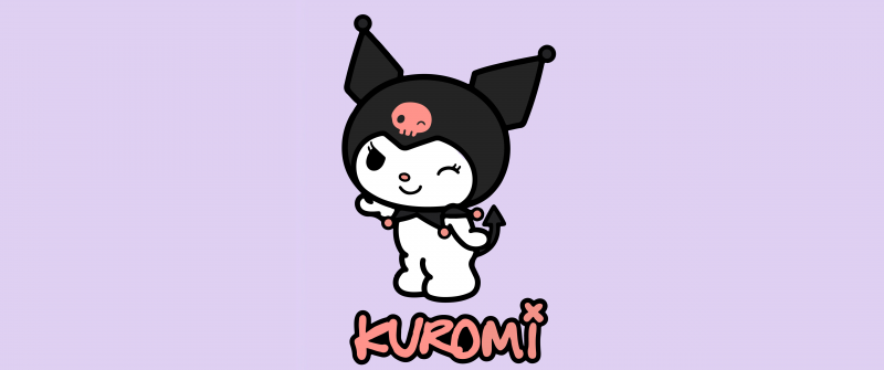 Kuromi, Sanrio, Kawaii, Purple background, Cute cartoon, 5K, Lavender background