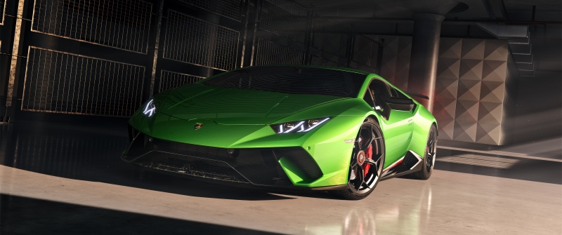 Lamborghini Huracan Performante, Green car, 5K, Supercars, Futuristic
