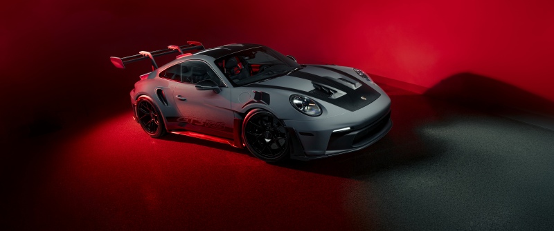 Porsche 911 GT3 RS, 8K, Red background, 5K, Sports cars