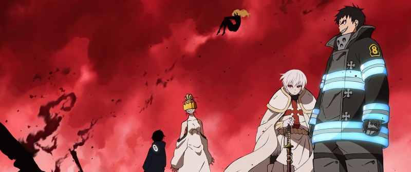 Fire Force, Season 2, Shinra Kusakabe, Sho Kusakabe, Red Sky, Red background