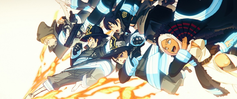 Fire Force, Anime poster, Shinra Kusakabe, Maki Oze, Tamaki Kotatsu