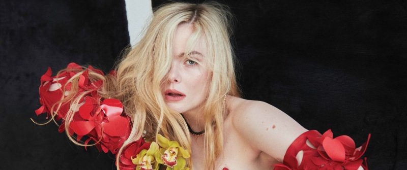 Elle Fanning, Floral dress, 5K, Blonde