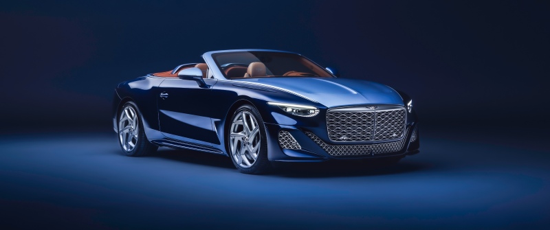 Bentley Mulliner Batur Convertible, 2026, 5K, 8K, Blue aesthetic, Blue car, Blue background