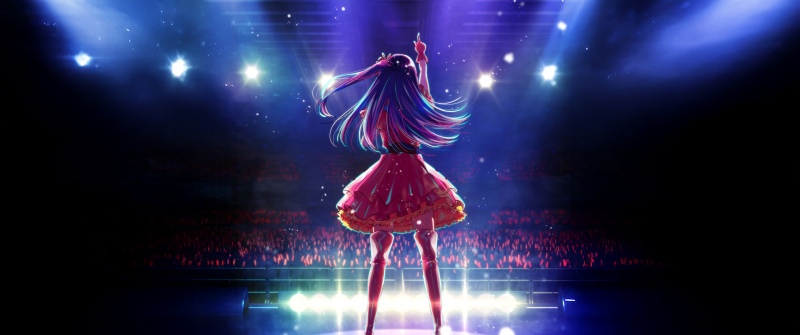 Ai Hoshino, Live concert, Season 1, Oshi no Ko, Anime girl, Anime series, Idol, Spotlight, Colorful hair, 5K