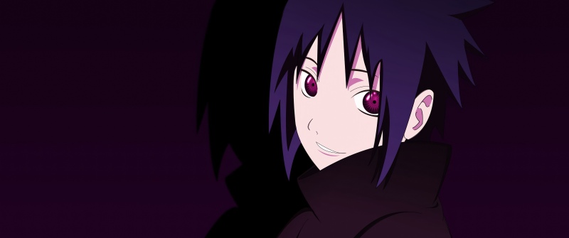 Sasuke Uchiha, Smiling, Naruto, 5K, Dark purple