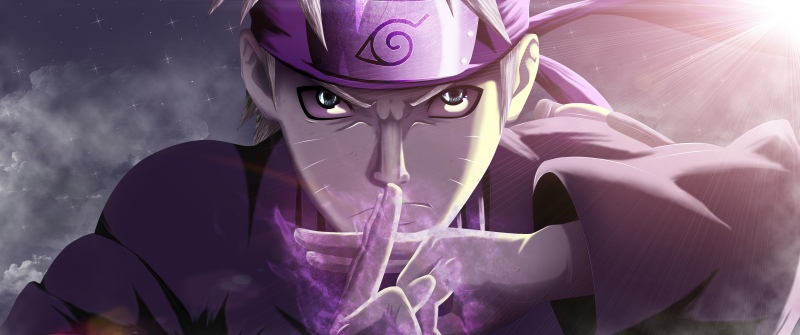 Naruto Uzumaki, Ultrawide, Purple aesthetic, Dramatic, 5K