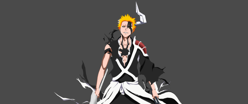 Ichigo Kurosaki, Horn of Salvation, Bleach: Thousand-Year Blood War, 5K, Grey background