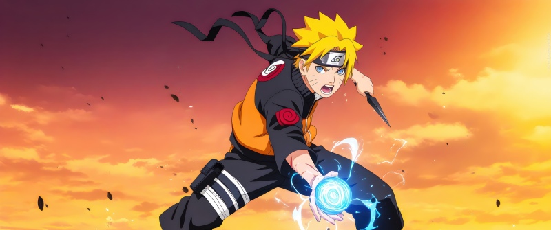 Naruto Uzumaki, Dramatic, Sunset, 5K