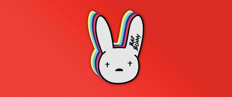 Bad Bunny, Logo, Cartoon, Orange background, 5K