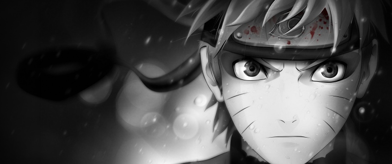 Naruto Uzumaki, Black and White, 5K, Dramatic, Closeup, Monochrome background