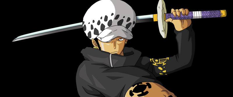 Trafalgar Law, Kikoku Katana, 5K, One Piece, Black background