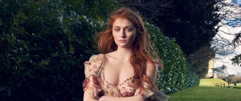 Sophie Turner, Outdoor, Photoshoot, 5K, Floral dress