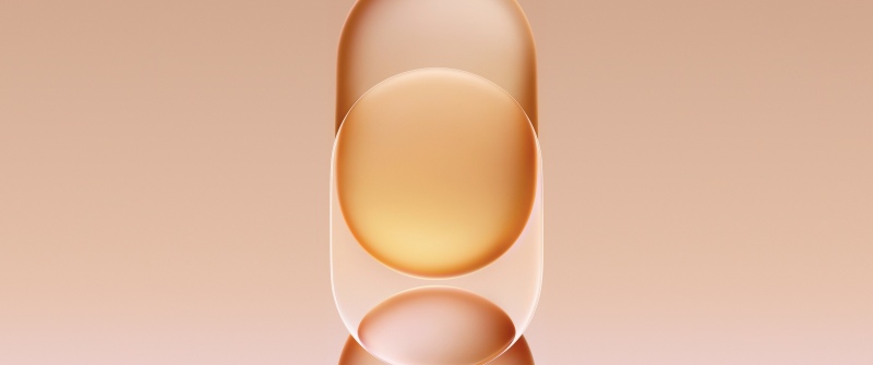 Geometric, Overlap, Frosted glass, Gradient background, 5K, Glossy, Translucent, Orange gradient