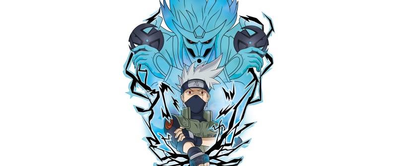 Kakashi Hatake, 12K, Susanoo mode, Artwork, Naruto, White background, 5K, 8K
