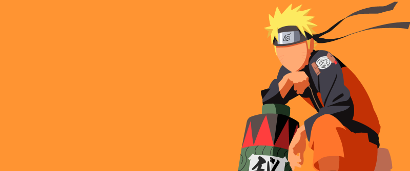 Naruto Uzumaki, Faceless, Minimalist, Orange background, 5K