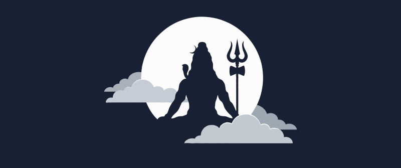 Lord Shiva, Dark background, Spiritual, Silhouette, Minimalist, Hindu God, Hinduism, Meditation, Mahadev