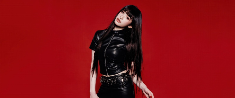 Bang Bang - Leeseo, IVE (K-pop), Red background, 5K, Leeseo, Black dress
