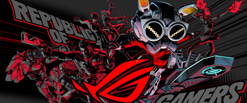 ASUS ROG, Republic of Gamers, Futuristic, 5K, Red aesthetic, Dark theme