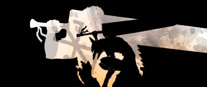 Guts, Silhouette, Berserk, Dragon Slayer, 5K, Black background, AMOLED