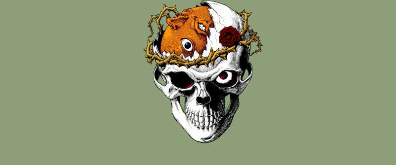 Berserk, Skull, Illustration, Pastel green