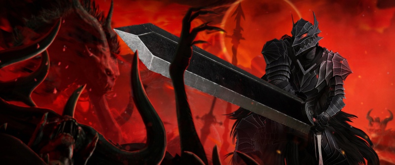 Guts, Badass, Red background, Berserk, Dragon Slayer, Berserker Armor