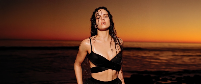 Rosalía - Lux, 2026, 5K, Bold, Beach, Sunset, Wet look, Black dress