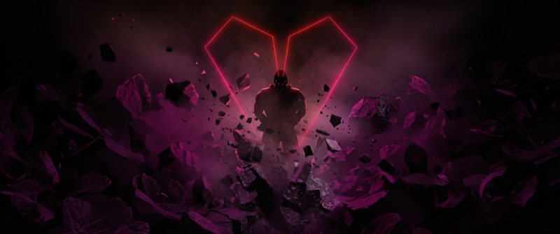 Darkseid, Supervillain, DC Comics, Love heart, Dark background, 5K