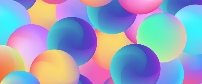 Spheres, Colorful, Gradient shapes, Abstract background, Vibrant, 5K